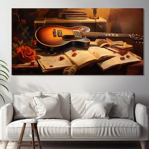 Abstrakte Gitarre Leinwand Kunst, große Gitarre Leinwand Kunst, Musik Wand Dekor, Gitarrist Geschenk, Gitarre Wand Kunst