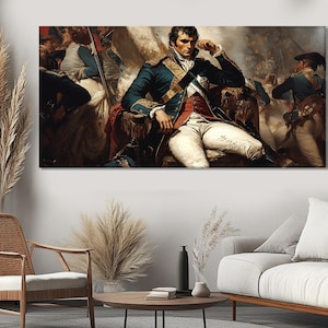 Napoleon Bonaparte Painting Printed on Canvas, Napoleon Poster, France Canvas Art, French History Wall Art, History Teacher Gift