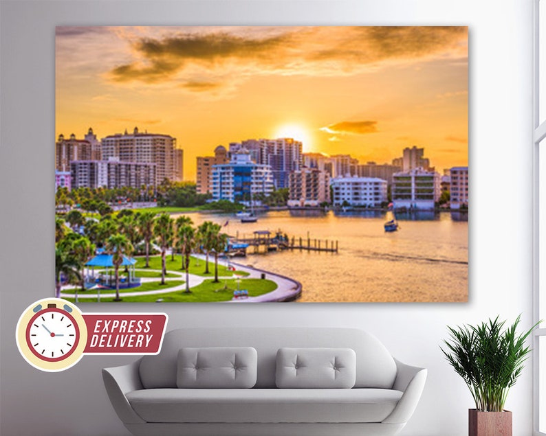 Sarasota Canvas Print Sarasota Skyline Sarasota Wall Art Etsy