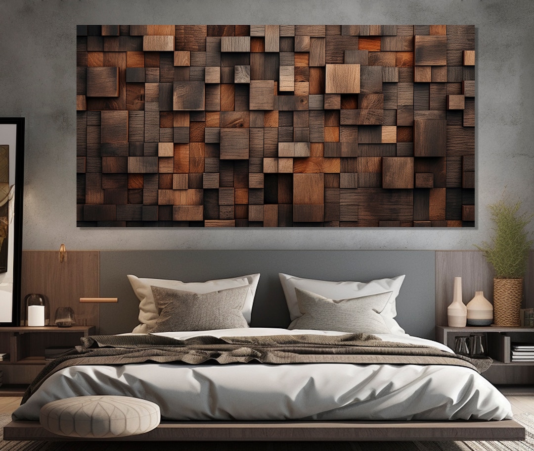 Modern Bedroom Wall Decor, Wood Painting Canvas Print, Abstract Wood Poster, Wood Canvas Art ...