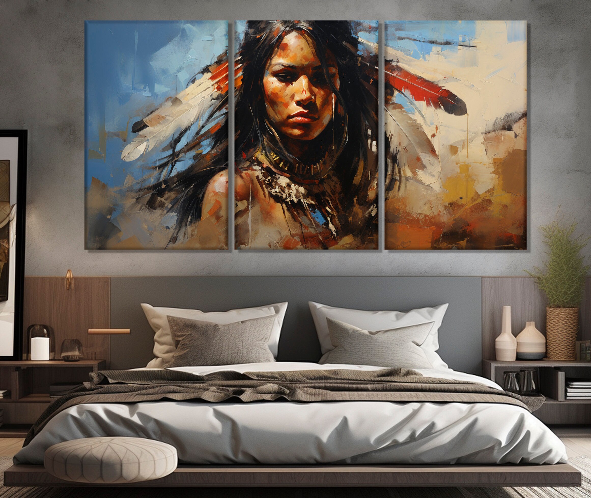 Beautiful Native American Woman Canvas Print, First Nations Wall Art ...
