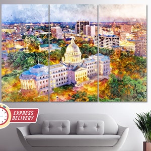 Jackson Skyline, Jackson Canvas Art, Jackson Wall Art, Jackson Painting, Jackson Print, Jackson Poster, Jackson Photo, Mississippi Wall Art