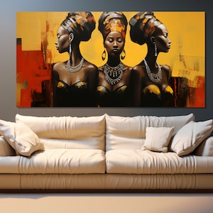 Impression sur toile belles femmes africaines, peinture femmes ethniques, art mural africain, affiche femmes noires, décoration murale africaine, cadeau africain