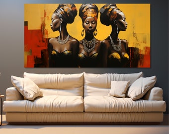 Abstract African Women Art Print: Handmade Canvas Wall Art - Etsy UK