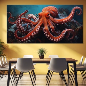Oktopus Druck, Oktopus Druck, Oktopus Malerei, Meerestiere Wandkunst, Unterwasser Wanddekoration, Oktopus Poster