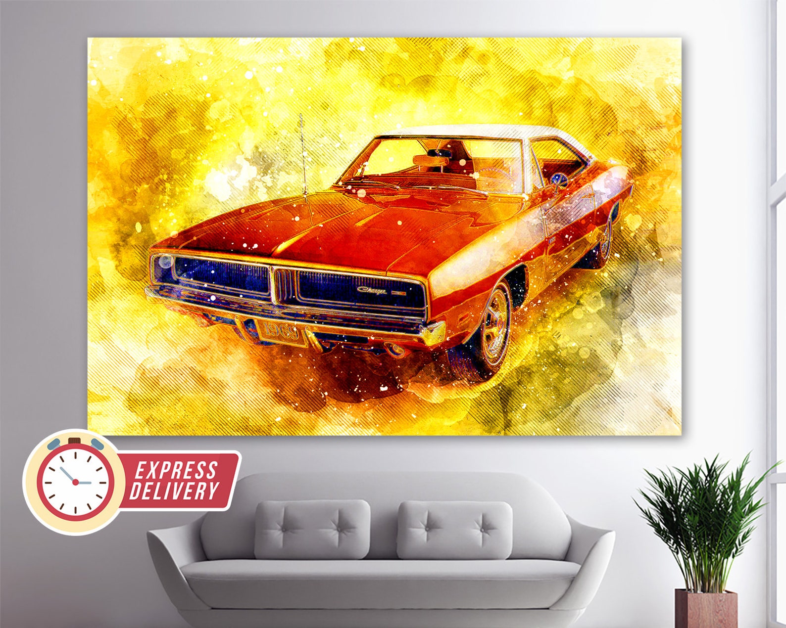 DODGE CHARGER SRT8 GICLEE CANVAS ART PRINT POSTER