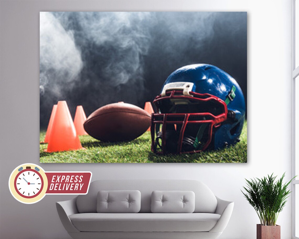 Football Ball and Helmet Canvas Art Football Canvas Print Etsy