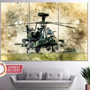 Apache H64D Canvas Print, Military Canvas Art, Military Wall Art, Helicopter Poster, Helicopter Canvas, Military Gift, Helicopter Print