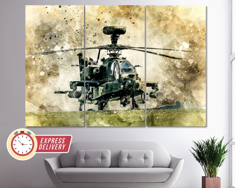 Apache H64D Canvas Print Military Canvas Art Military Wall Etsy