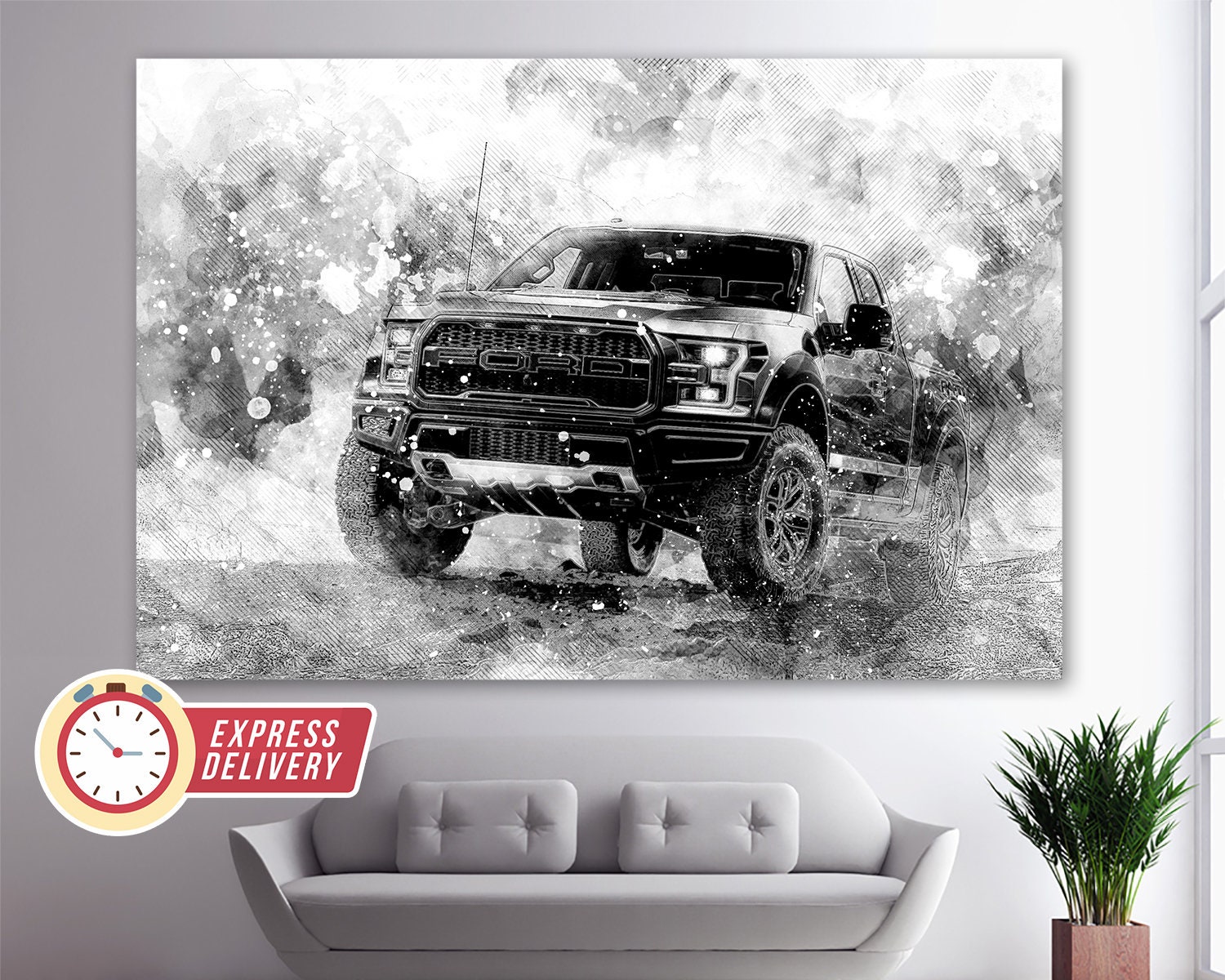 Ford F150 Raptor Truck Canvas Print, off Road Wall Art, Ford Wall