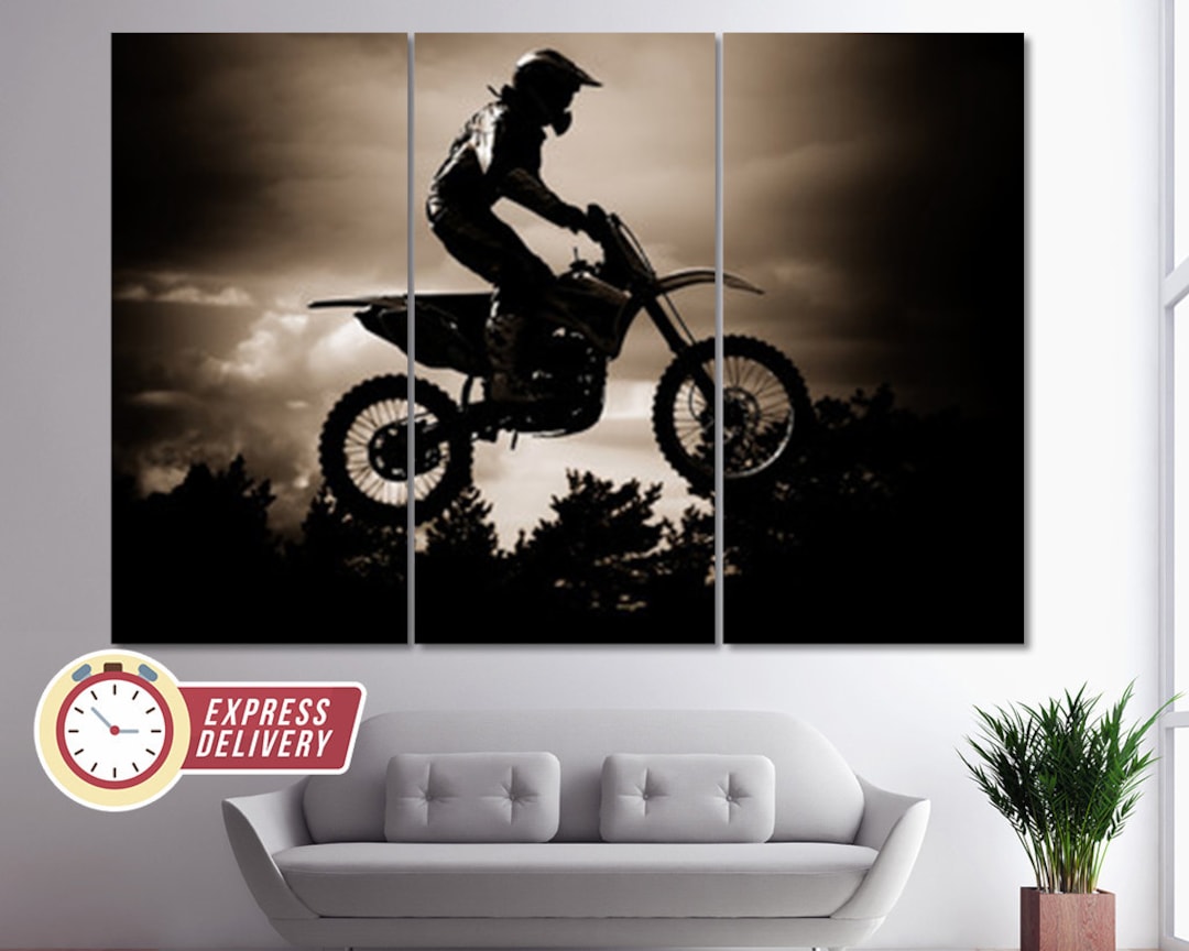 Motocross Wall Art, Motocross Canvas Art, Biker Gift, Dirt Bikes Canvas, Motocross Gift