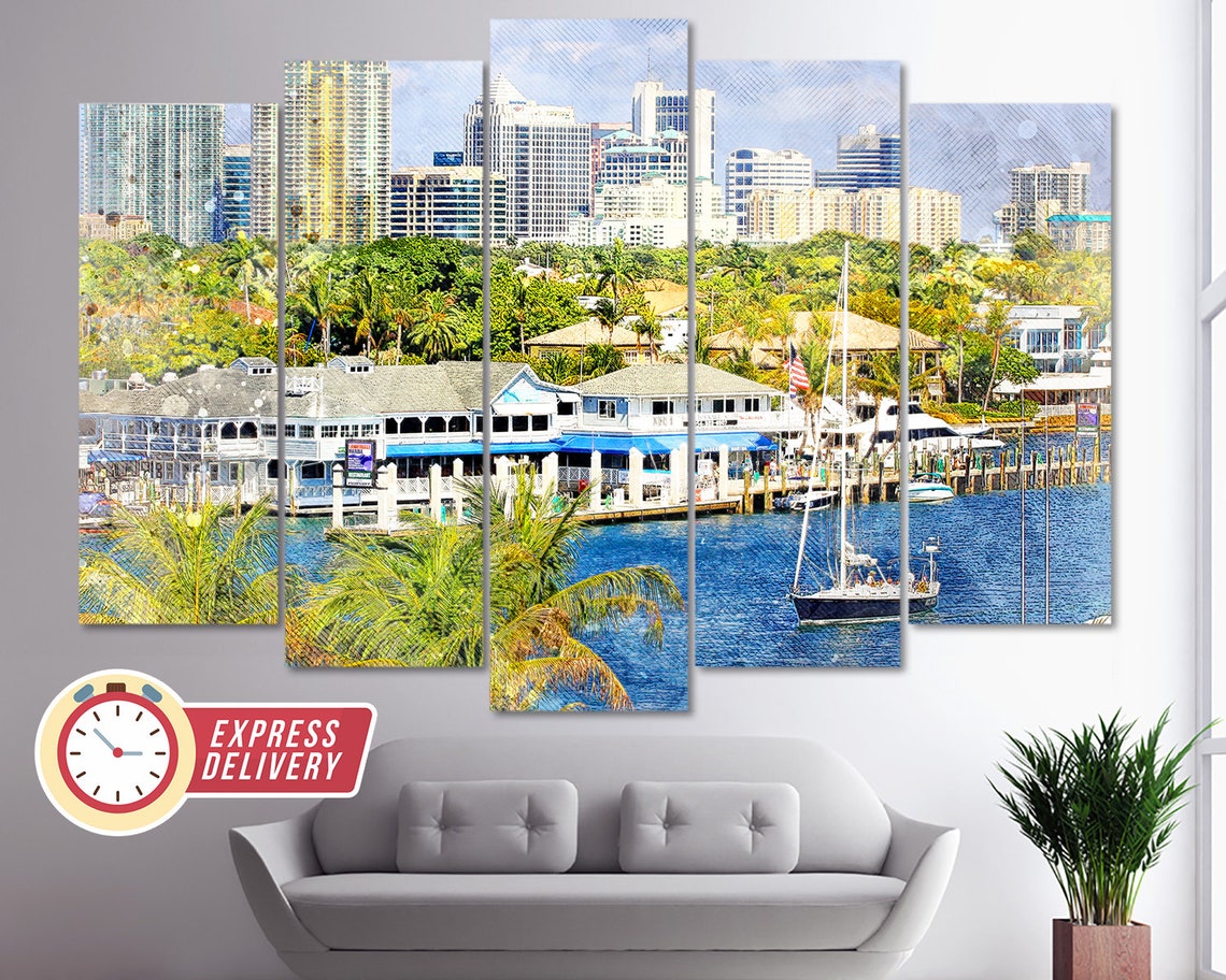 Fort Lauderdale Canvas Art Fort Lauderdale Paintings Fort Etsy UK