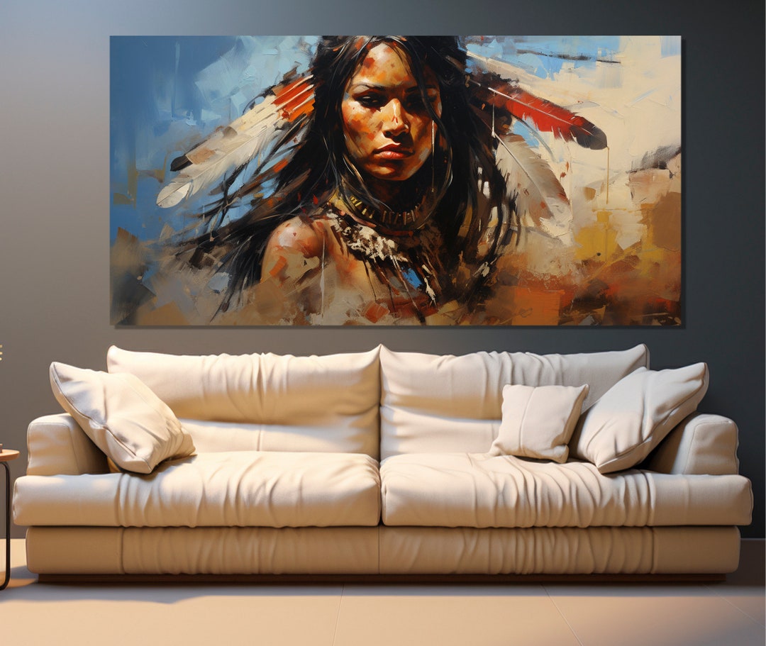 Beautiful Native American Woman Canvas Print, First Nations Wall Art ...
