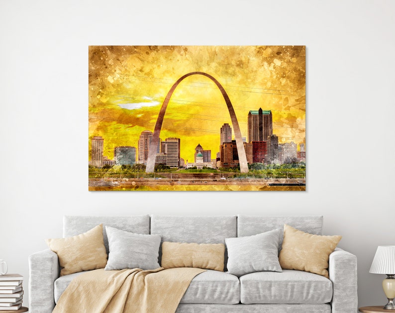 St Louis Skyline St Louis Canvas Art St Louis Wall Art St Etsy