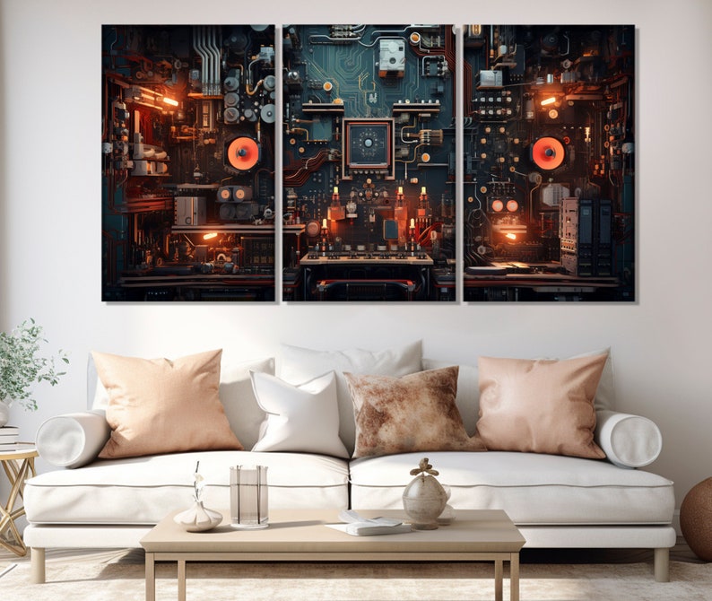 Chip Canvas Print, Motherboard Painting, Circuit Canvas Print, System Administrator Gift, Computer Wall Art, Computer Chip Poster image 2