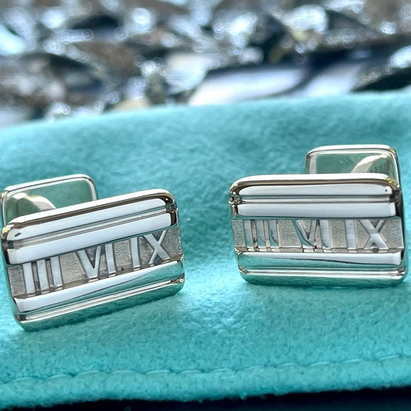 Tiffany & Co Silver Atlas Roman Numeral Cuff Links