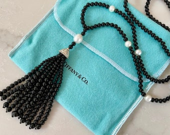 Tiffany \u0026 Co Onyx Pearl Tassel Pendant 