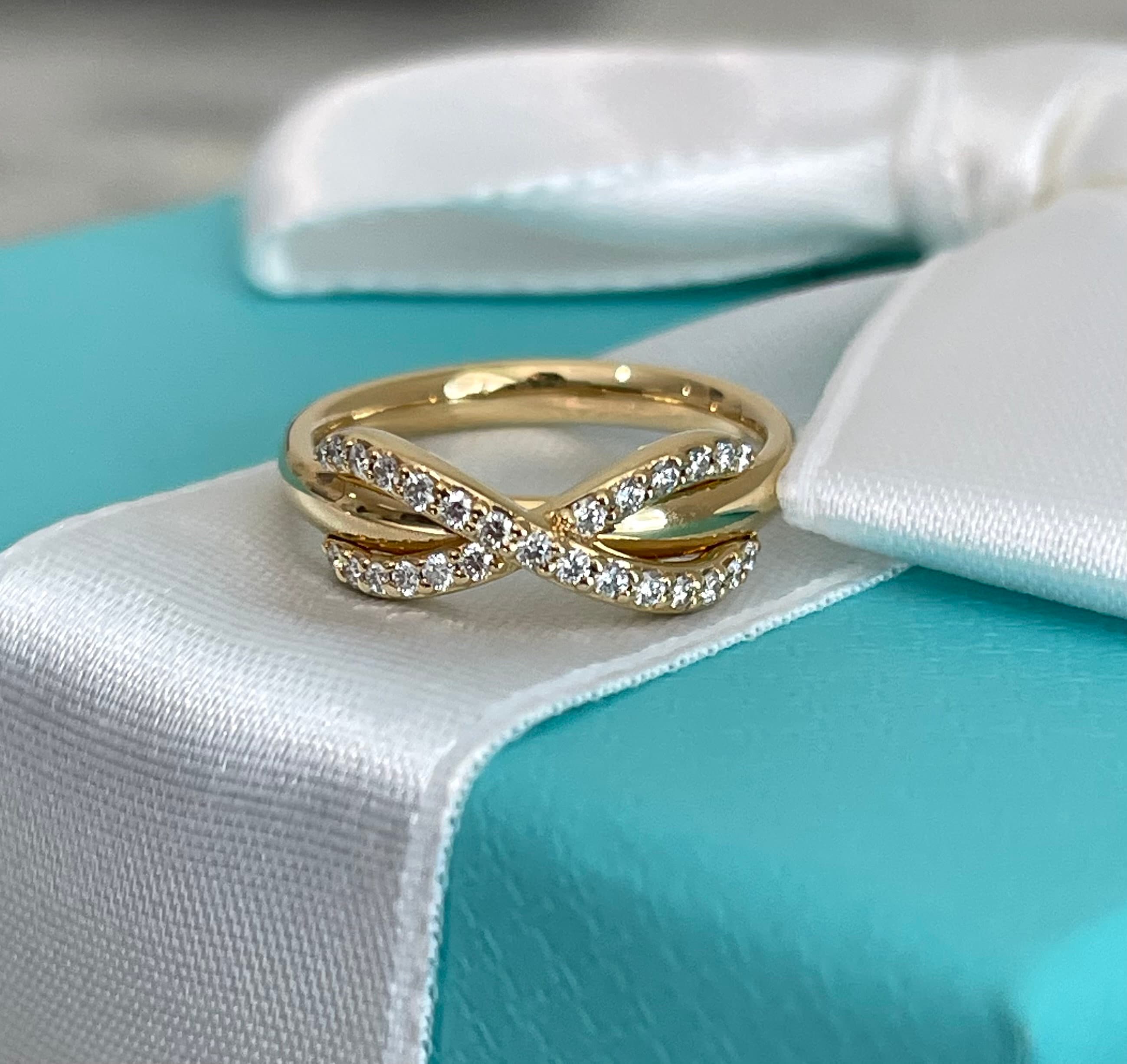 Tiffany & Co 18K Gold Infinity Diamond  Ring