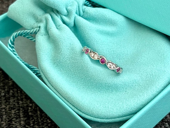 Tiffany & Co Platinum Pink Sapphire and Diamond B… - image 1