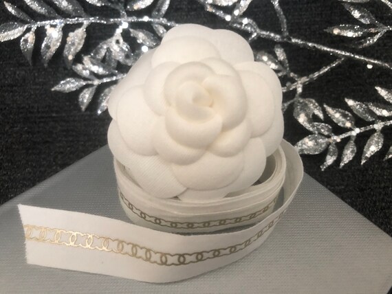 Authentic Chanel Ribbon 72 Inches With Camellia Flower 