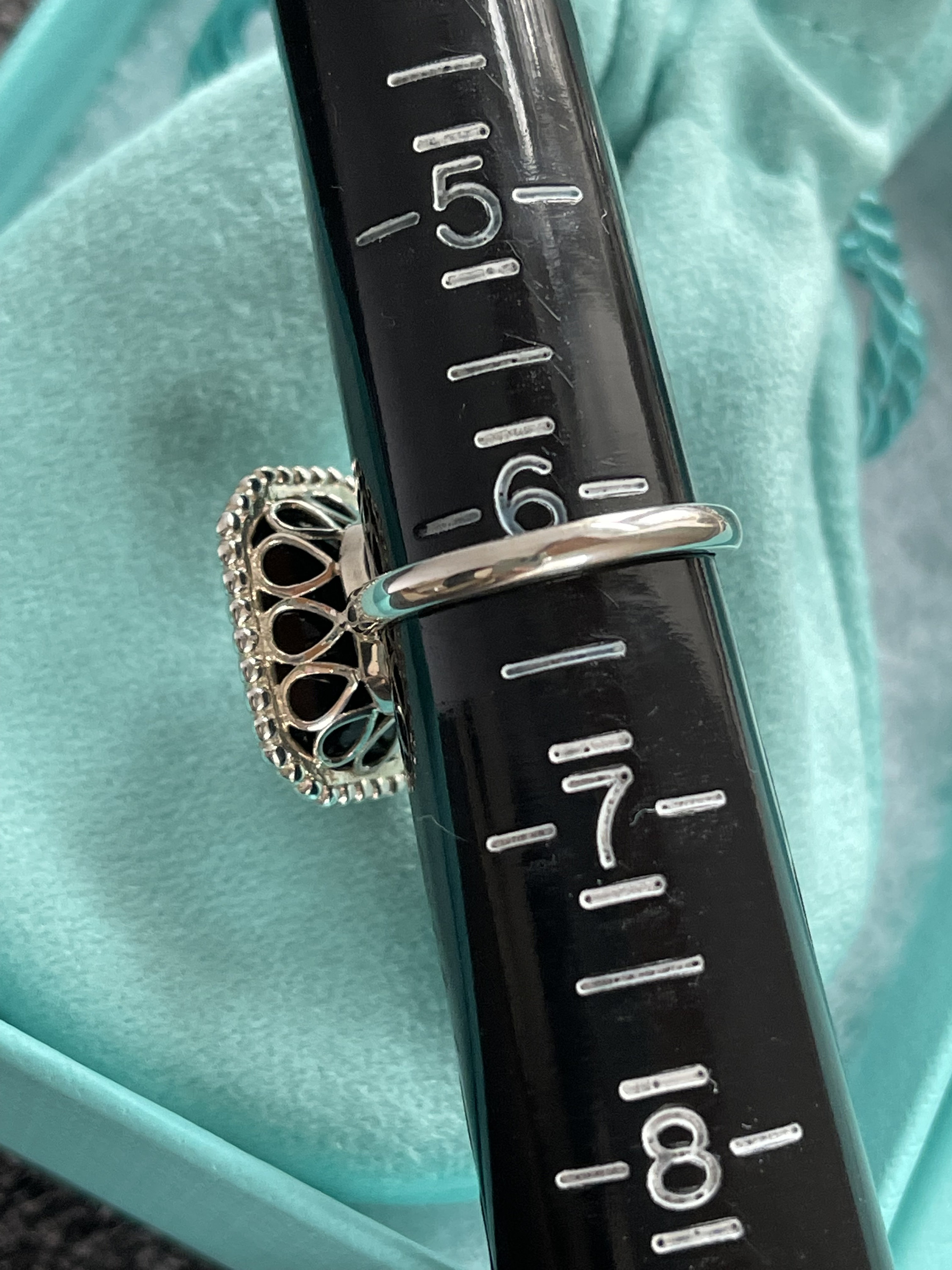 Tiffany & Co. Sterling Silver Black Onyx Ziegfeld Daisy Ring