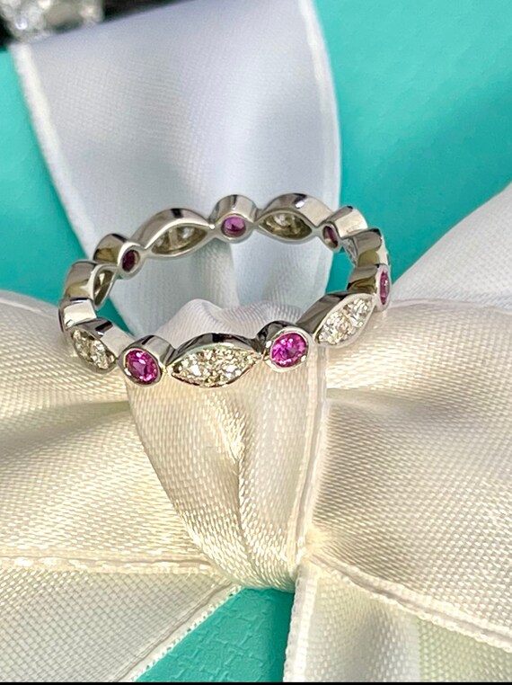Tiffany & Co Platinum Pink Sapphire and Diamond B… - image 4