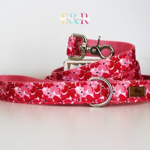 Pretty Red and Pink Floral Dog Collar, Spring Floral Dog Collar, Handmade Dog Collar, Vegan Dog Collar, Spring Gift, Optional Dog Lead imagen 10
