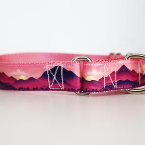 Mountain Sunset Martingale Dog Collar: Pink Landscape Training Collar