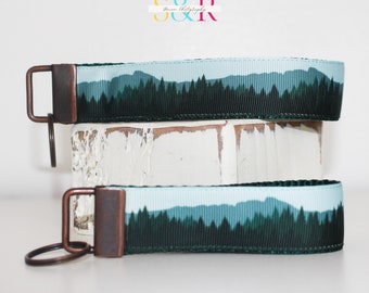 Mountains Key Fob - Wristlet Water Color Mountains Key Wristlet - Co-Worker Gifts