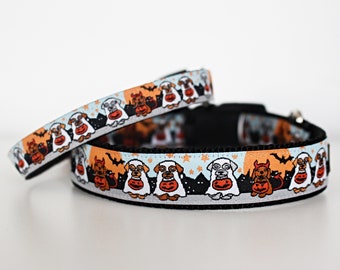 Halloween Dog Collar: Ghost and Devil Trick or Treat - Small and Big Dogs
