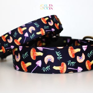 Mushroom Dog Collar, Autumn Dog Collar, Forest Floor Dog Collar