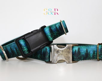 Forest Dog Collar - Forest Night Sky Dog Collar - Into the Woods Dog Collar - Dog Collar Optional Leash Set