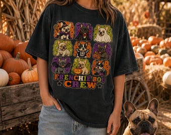 French Bulldog Halloween PNG, Frenchie Boo Crew PNG, Cute Halloween Dog Design, Retro Spooky Season Sublimation PNG