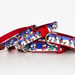 Christmas Tree & Friends Dog Collar - The Giving Tree Collar - 5/8&quot; or 1&quot; Wide Dog Collar - Optional Matching Leash