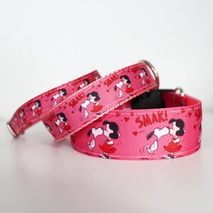 Lucy Smak Dog Collar – Pink & Red Love Dog Collar – Adjustable Ribbon Dog Collar – 5/8”, 1”, or 1.5” Wide immagine 1