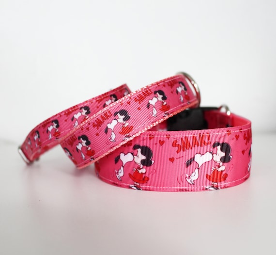 Lucy Smak Valentine Dog Collar – Pink & Red Love Dog Collar – Adjustable Ribbon Dog Collar – 5/8”, 1”, or 1.5” Wide