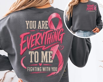 Personalized Breast Cancer PNG, Cancer Patient Gift, Fighting With You Pink Ribbon PNG, Custom Cancer Support Design