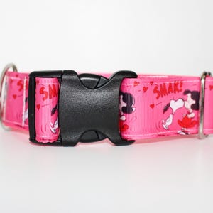 Lucy Smak Dog Collar – Pink & Red Love Dog Collar – Adjustable Ribbon Dog Collar – 5/8”, 1”, or 1.5” Wide immagine 6