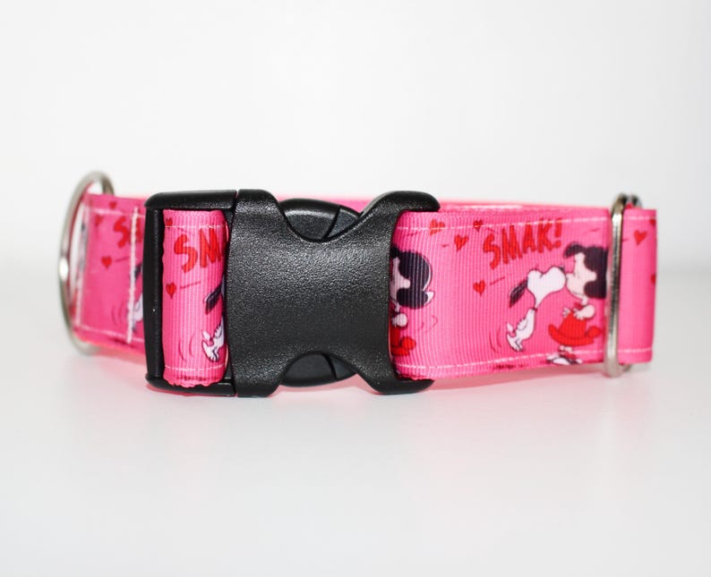 Lucy Smak Dog Collar – Pink & Red Love Dog Collar – Adjustable Ribbon Dog Collar – 5/8”, 1”, or 1.5” Wide immagine 6