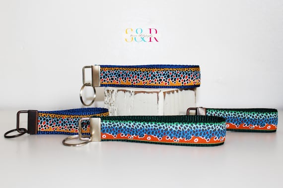 Trout Print Key Chain: Fishing Key Wristlet, Co-Worker Gift
