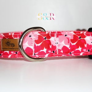 Pretty Red and Pink Floral Dog Collar, Spring Floral Dog Collar, Handmade Dog Collar, Vegan Dog Collar, Spring Gift, Optional Dog Lead imagen 6