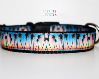 Tropical Sunrise Dog Collar - Beach Dog Collar - Summer Dog Collar - Boy Dog Collar - Girl Dog Collar