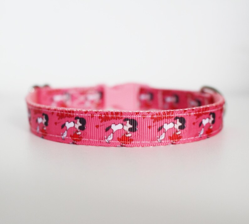 Lucy Smak Dog Collar – Pink & Red Love Dog Collar – Adjustable Ribbon Dog Collar – 5/8”, 1”, or 1.5” Wide immagine 9
