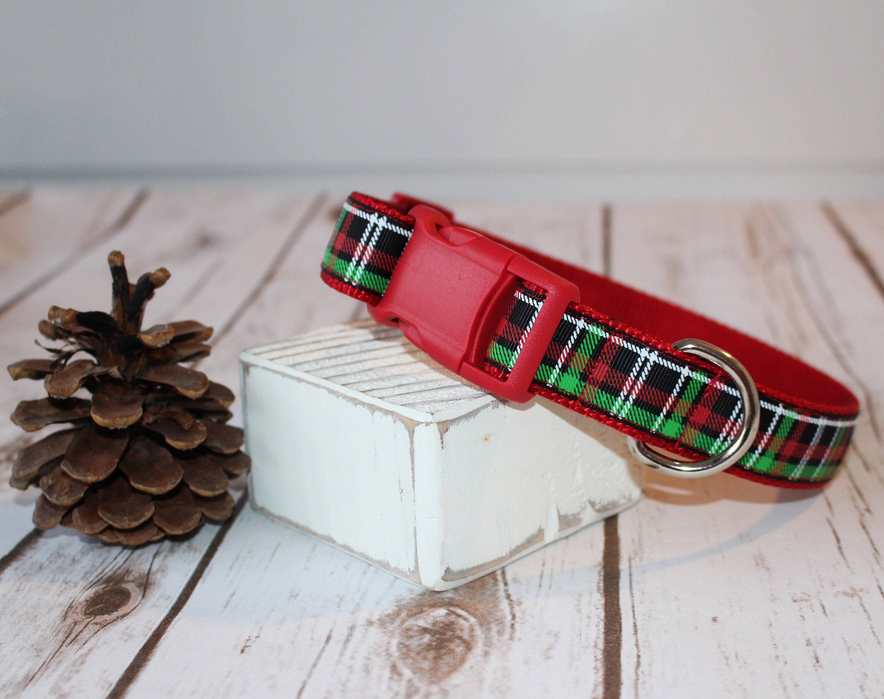 Christmas Plaid Dog Collar Tartan Plaid Dog Collar Holiday Etsy