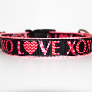 Love Hearts Dog Collar - Valentines Day Adjustable 1&quot; Wide