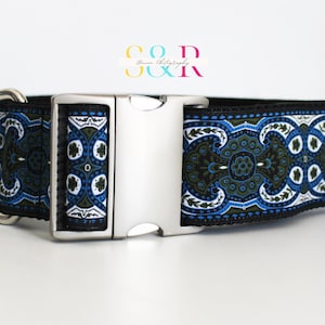 2&quot; Wide Teal Blue, Olive Green, & Sand Dog Collar, Giant Breed Dog Collar, Cane Corso, Mastiff, Rottweiler