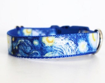 Starry Night Dog Collar - Van Gogh Dog Collar - Boy Dog Collar - Girl Dog Collar - Unique Dog Collar