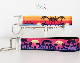 Sunset in Paradise Fob, Tropical Sunset Wristlet, Hawaiian Island Time Key Wristlet, Cabana Beach Key Fob, Co-Worker Gifts