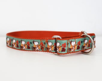 Fall Leaves Martingale Collar, Raking The Leaves Dog Collar, Adjustable Dog Collar, Fall 1" Adjustable Martingale Collar