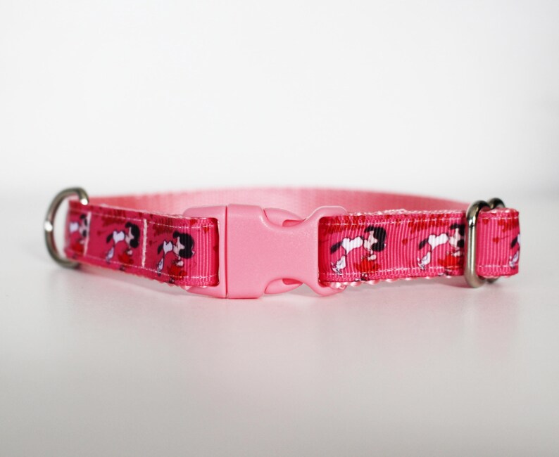Lucy Smak Dog Collar – Pink & Red Love Dog Collar – Adjustable Ribbon Dog Collar – 5/8”, 1”, or 1.5” Wide immagine 3